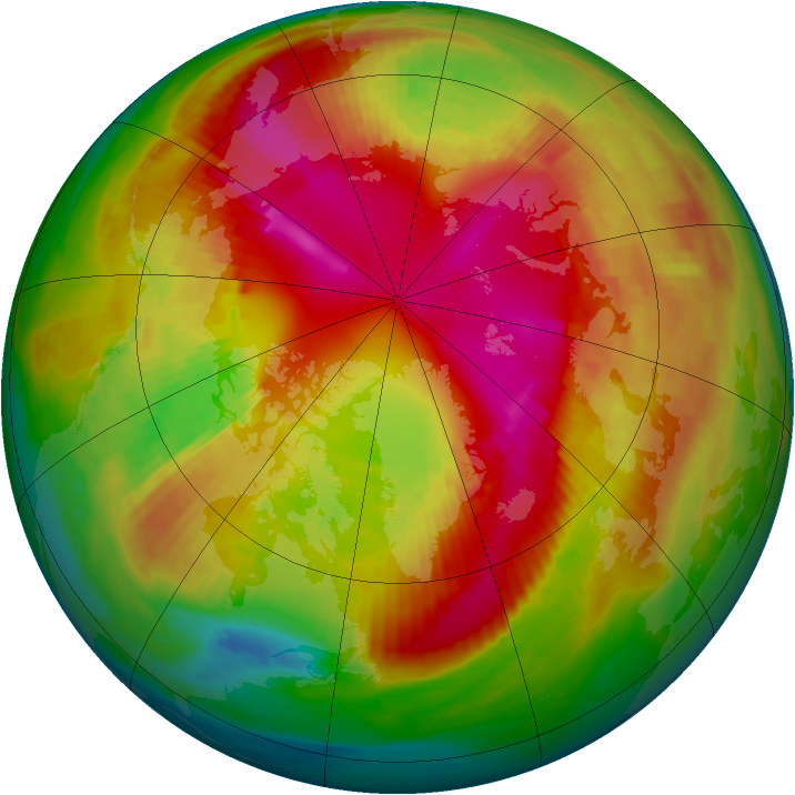 Arctic ozone map for 21 February 1989